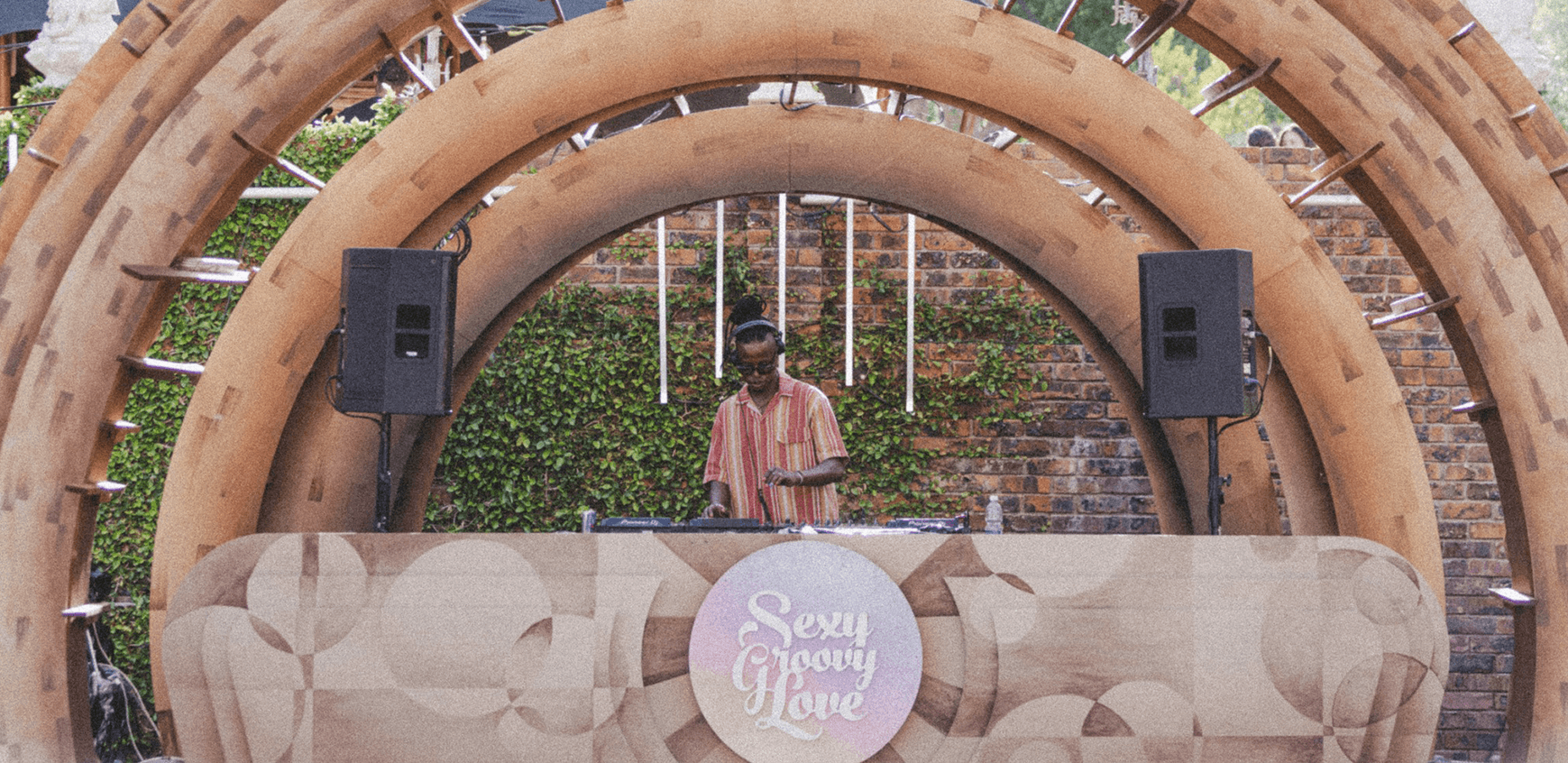 A simpler, wooden arch styled stage for Sexy Groovy Love at the Lichtenstein Castle in Cape Town
