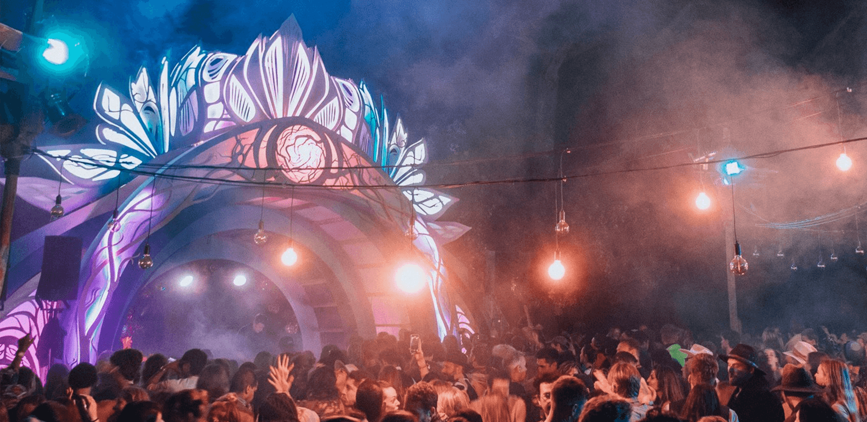 Sexy Groovy Love techno event in Cape Town, stage at night with LED and effects